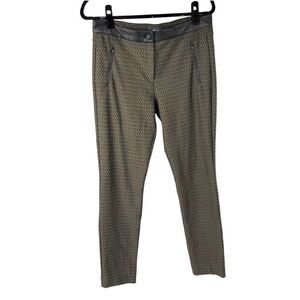 Brax Feel Good Olive Black Print Chino Faux Leather Piping Pants 31/32